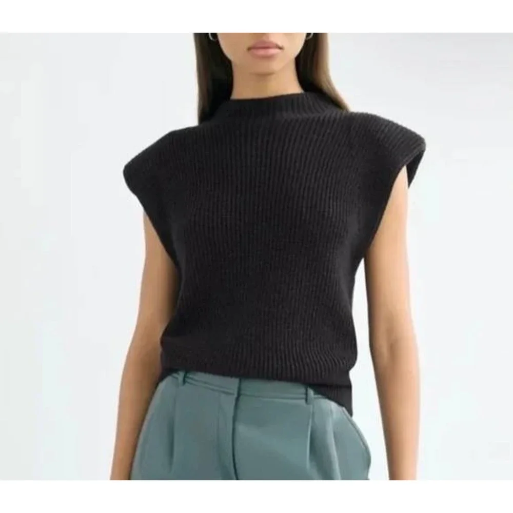 Aritzia Babaton Hazlitt Sweater 100% Merino Wool Knitted Top Navy Small A004890